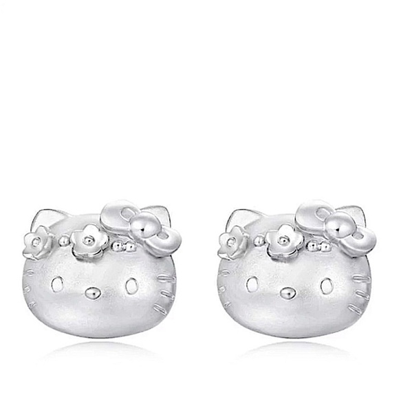 Hello Kitty Sterling Silver Stud Earrings - Picture 1 of 7
